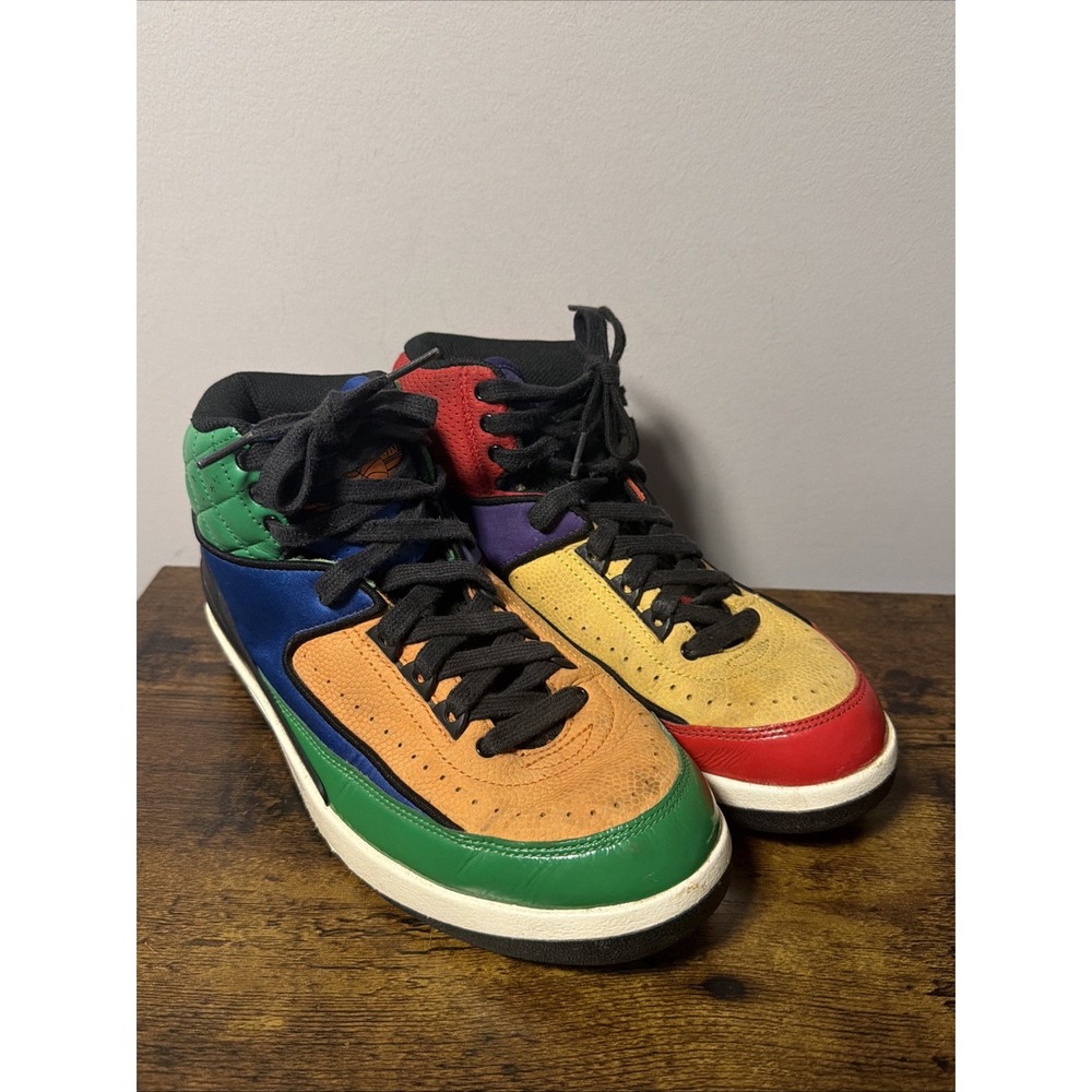 Air Jordan 2 Retro Multi-Color Sneakers CT6244-600 Women's Sz 8.5 High Top Shoes